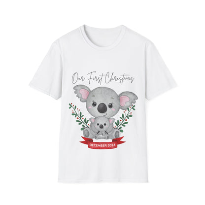 Our First Christmas Koala T-Shirt | Unisex Softstyle Tee for New Parents