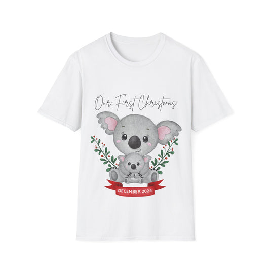 Our First Christmas Koala T-Shirt | Unisex Softstyle Tee for New Parents