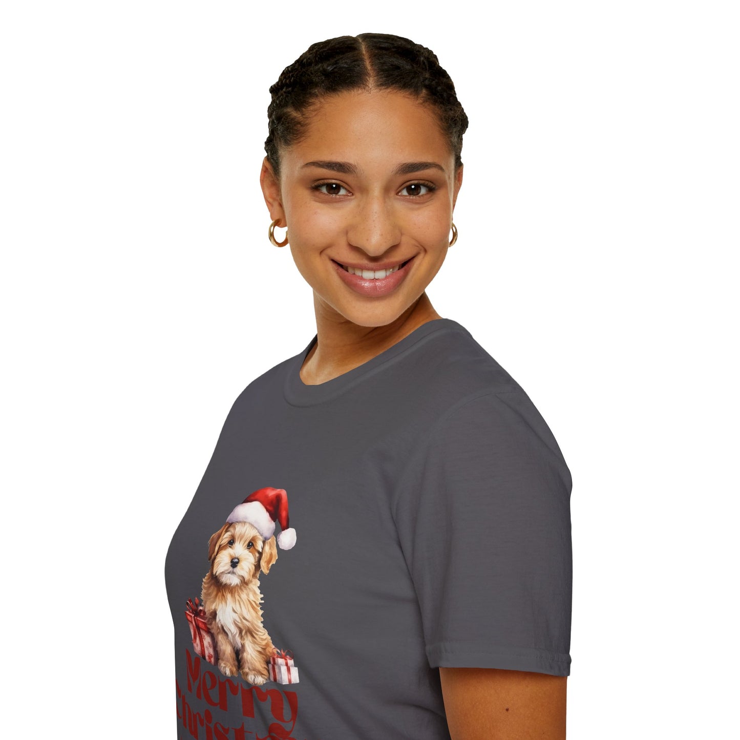 Merry Christmas Dog Unisex Softstyle T-Shirt – Perfect Holiday Tee for Dog Lovers