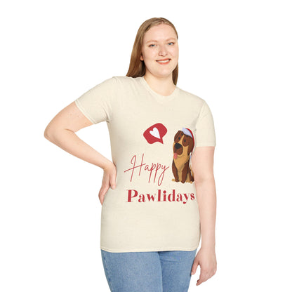 Happy Pawlidays Unisex Softstyle T-Shirt – Celebrate Your Furry Friends | Perfect Pet Lover Gift