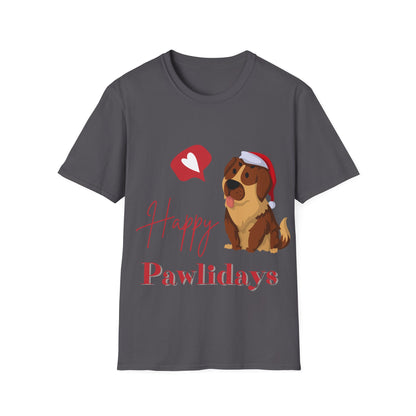Happy Pawlidays Unisex Softstyle T-Shirt – Celebrate Your Furry Friends | Perfect Pet Lover Gift