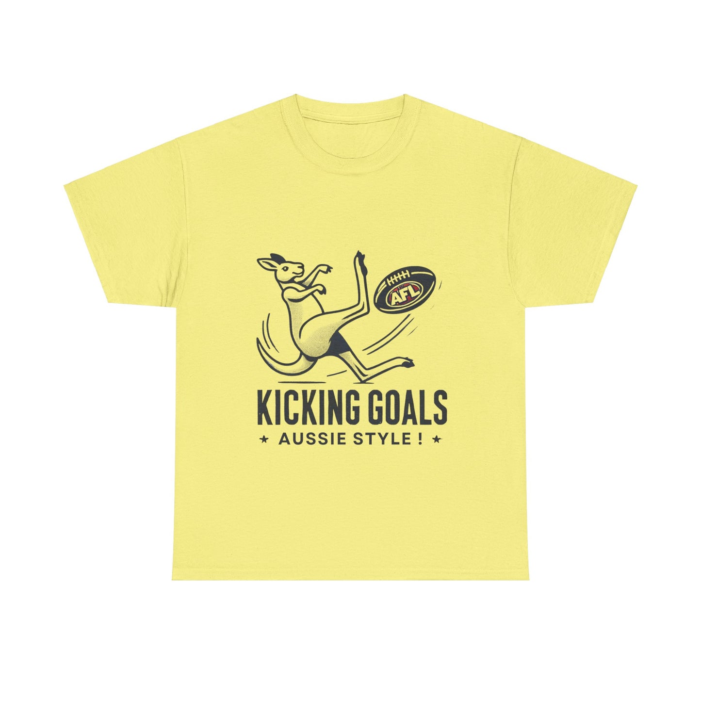 Kicking Goals Aussie Style Tee – Classic Kangaroo AFL Shirt