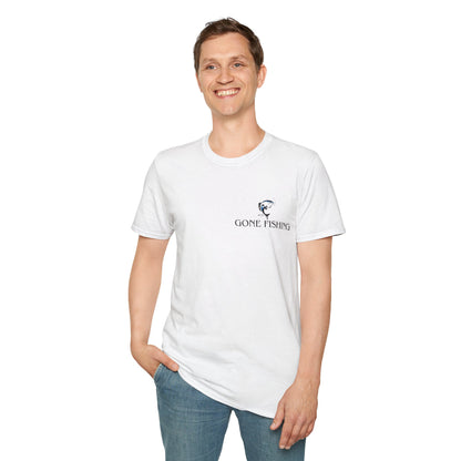 Gone Fishing Unisex T-Shirt – Hilarious Double-Sided Design for Fishing Fanatics