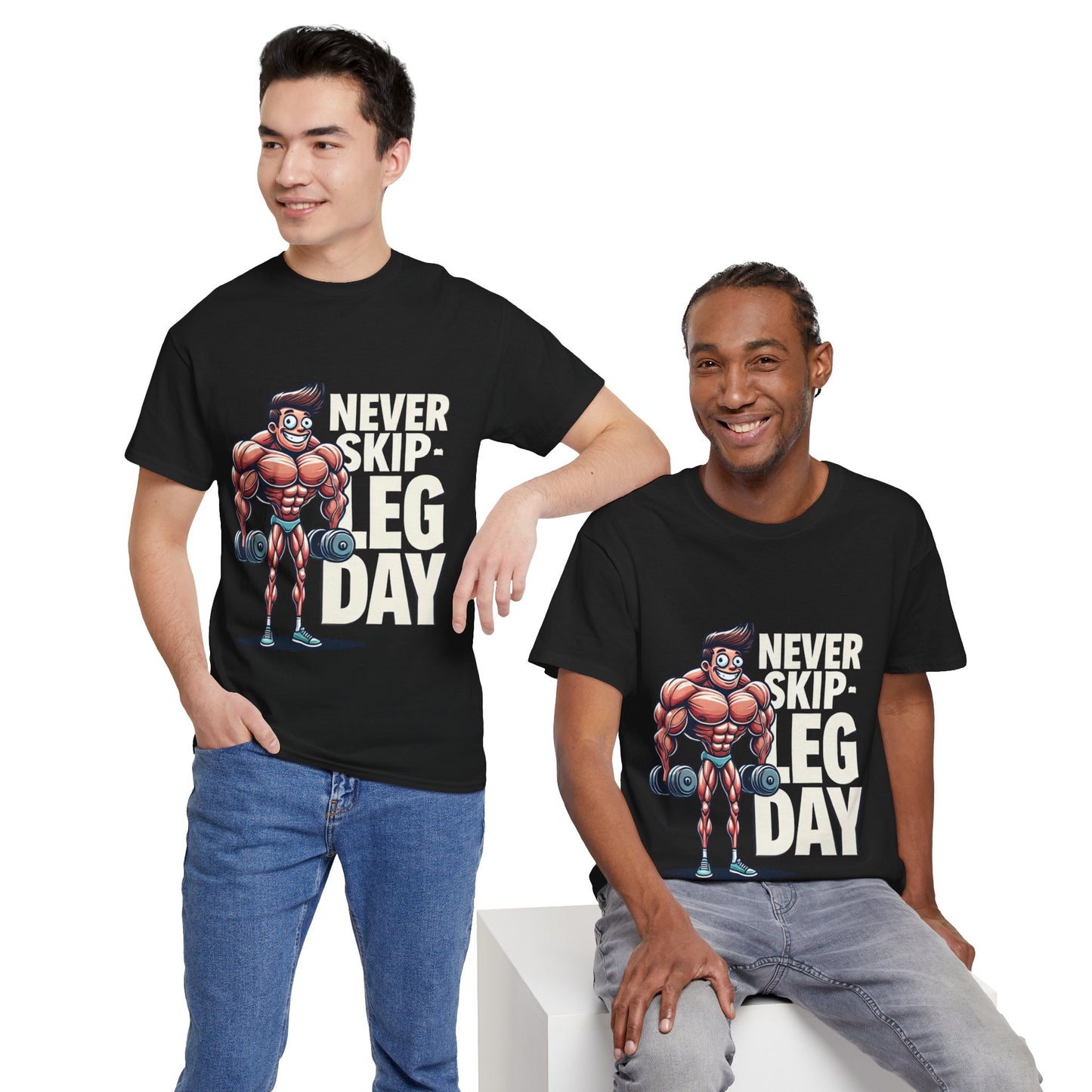 Funny Sport Gym Unisex Heavy Cotton Tee - Never Skip Leg Day