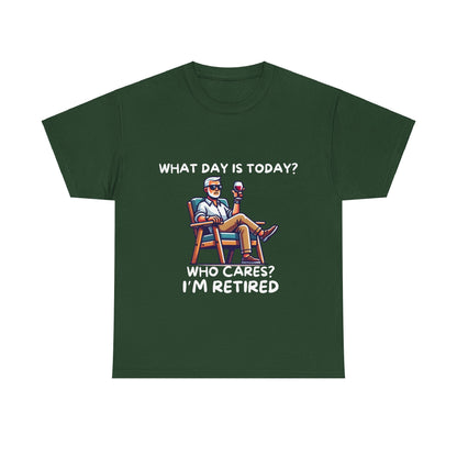 "Who Cares? I'm Retired" Men's Unisex Heavy Cotton T-Shirt – The Perfect Tee for Relaxed Retirement