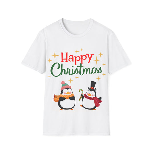 Happy Christmas Penguin Unisex T-Shirt – Perfect Holiday Tee for Christmas Lovers