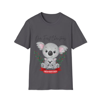 Our First Christmas Koala T-Shirt | Unisex Softstyle Tee for New Parents