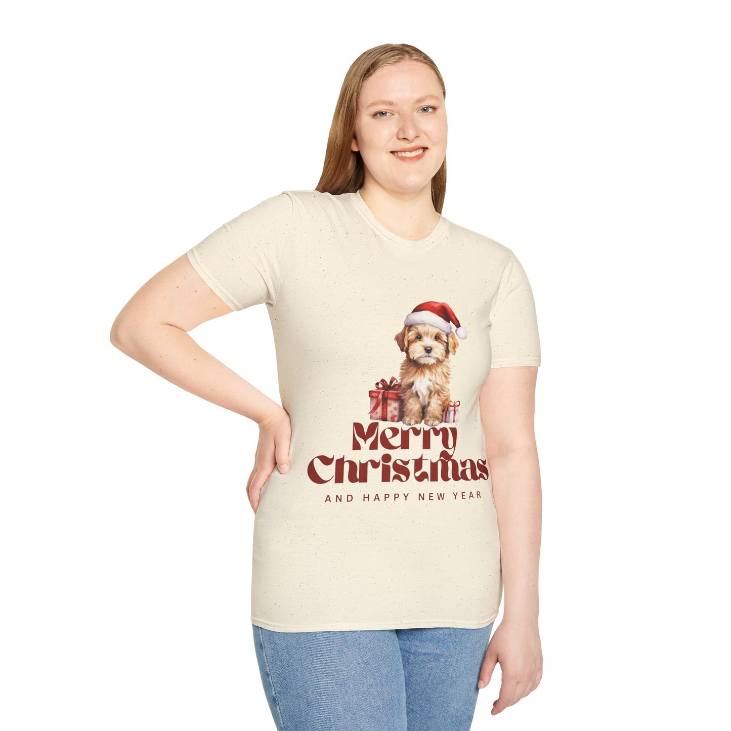 Merry Christmas Dog Unisex Softstyle T-Shirt – Perfect Holiday Tee for Dog Lovers
