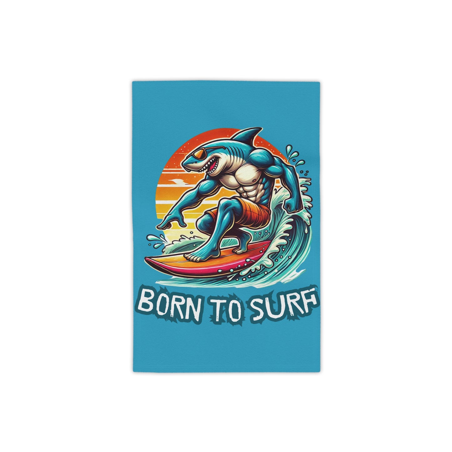 Born To Surf Beach Towel - Vibrant & Fun Shark Design