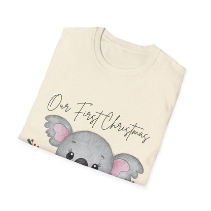 Our First Christmas Koala T-Shirt | Unisex Softstyle Tee for New Parents