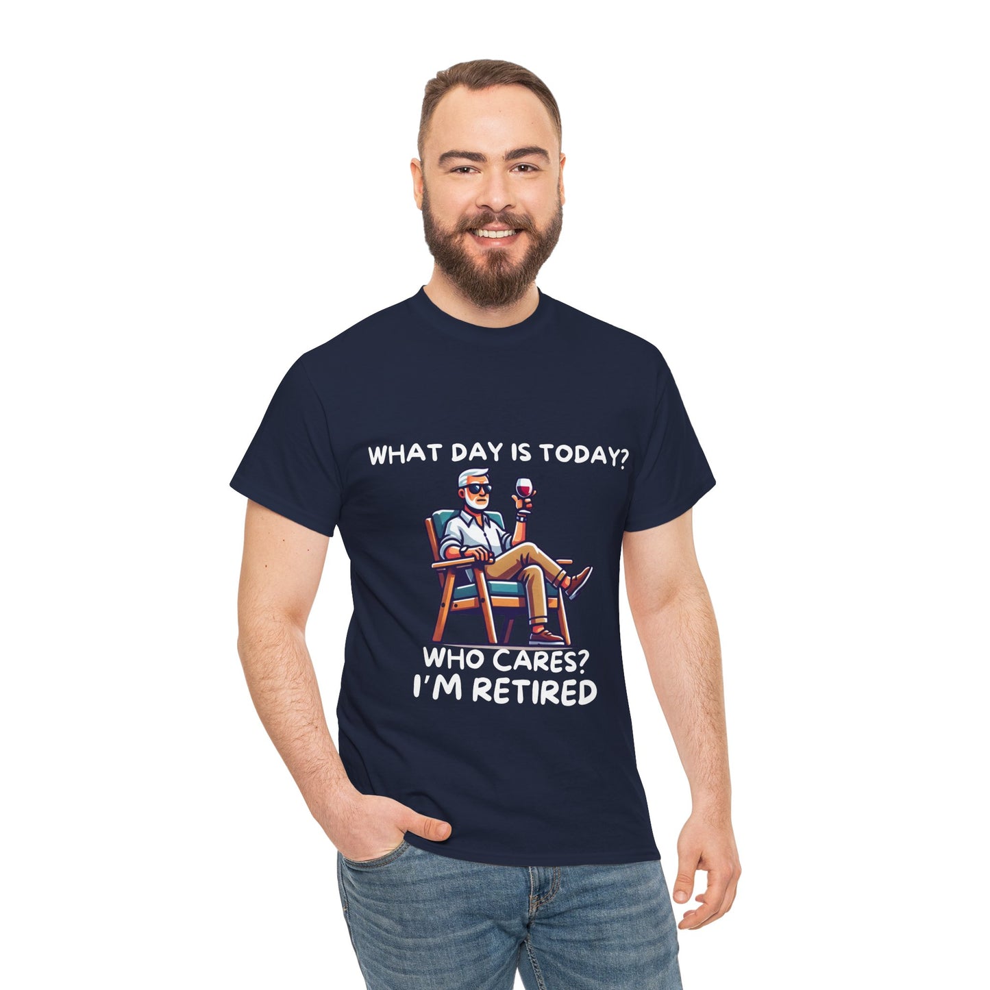 "Who Cares? I'm Retired" Men's Unisex Heavy Cotton T-Shirt – The Perfect Tee for Relaxed Retirement