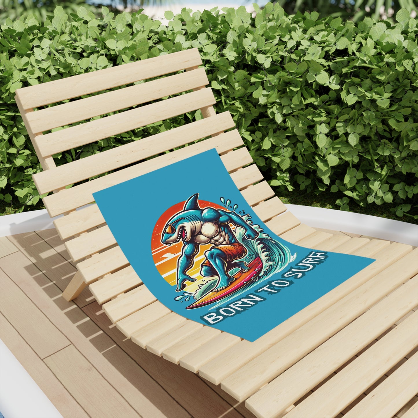 Born To Surf Beach Towel - Vibrant & Fun Shark Design