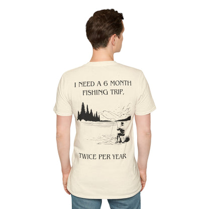 Gone Fishing Unisex T-Shirt – Hilarious Double-Sided Design for Fishing Fanatics