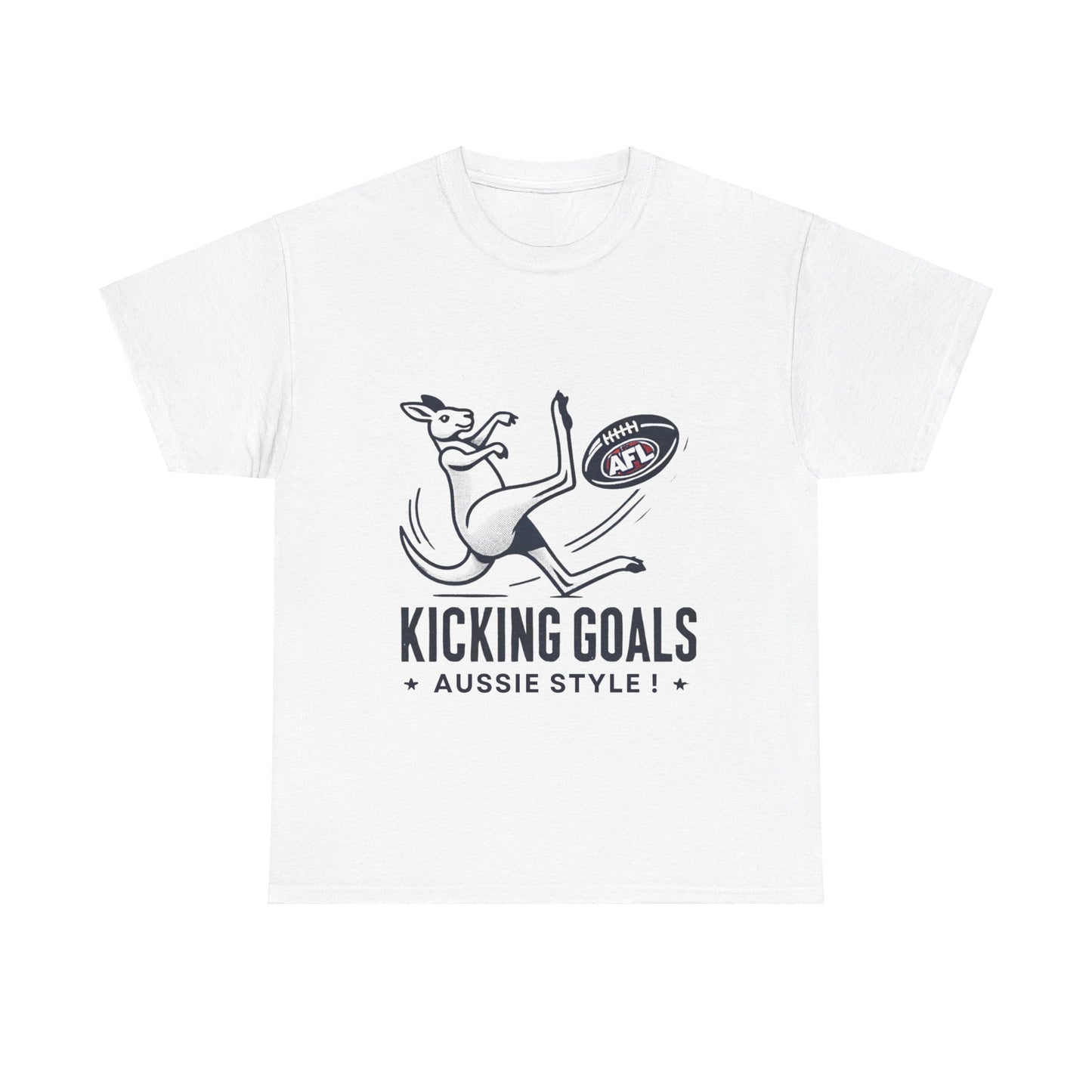Kicking Goals Aussie Style Tee – Classic Kangaroo AFL Shirt