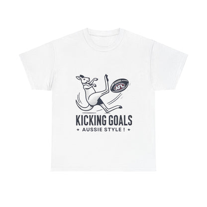 Kicking Goals Aussie Style Tee – Classic Kangaroo AFL Shirt