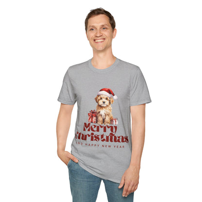 Merry Christmas Dog Unisex Softstyle T-Shirt – Perfect Holiday Tee for Dog Lovers