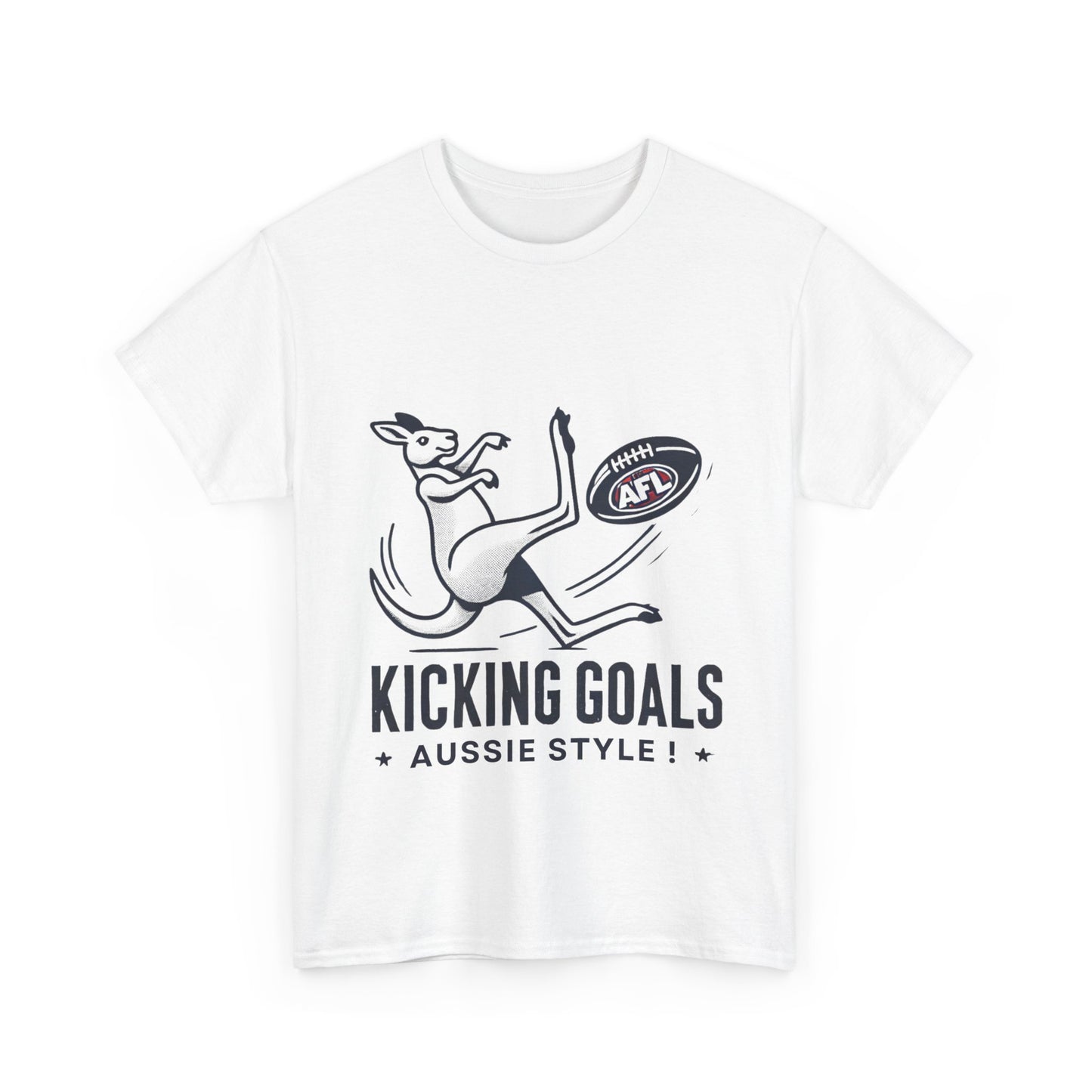 Kicking Goals Aussie Style Tee – Classic Kangaroo AFL Shirt