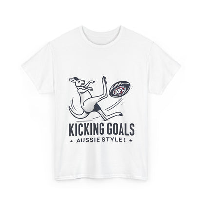 Kicking Goals Aussie Style Tee – Classic Kangaroo AFL Shirt