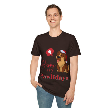 Happy Pawlidays Unisex Softstyle T-Shirt – Celebrate Your Furry Friends | Perfect Pet Lover Gift
