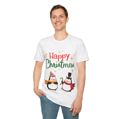 Happy Christmas Penguin Unisex T-Shirt – Perfect Holiday Tee for Christmas Lovers