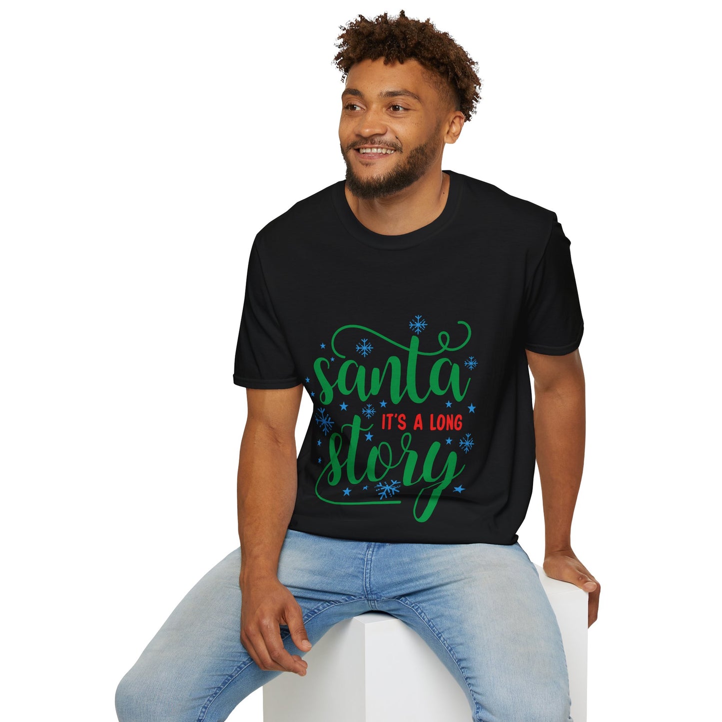 Santa It's a Long Story Unisex Softstyle T-Shirt – Festive Christmas Tee | Perfect Holiday Gift