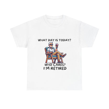 "Who Cares? I'm Retired" Men's Unisex Heavy Cotton T-Shirt – The Perfect Tee for Relaxed Retirement