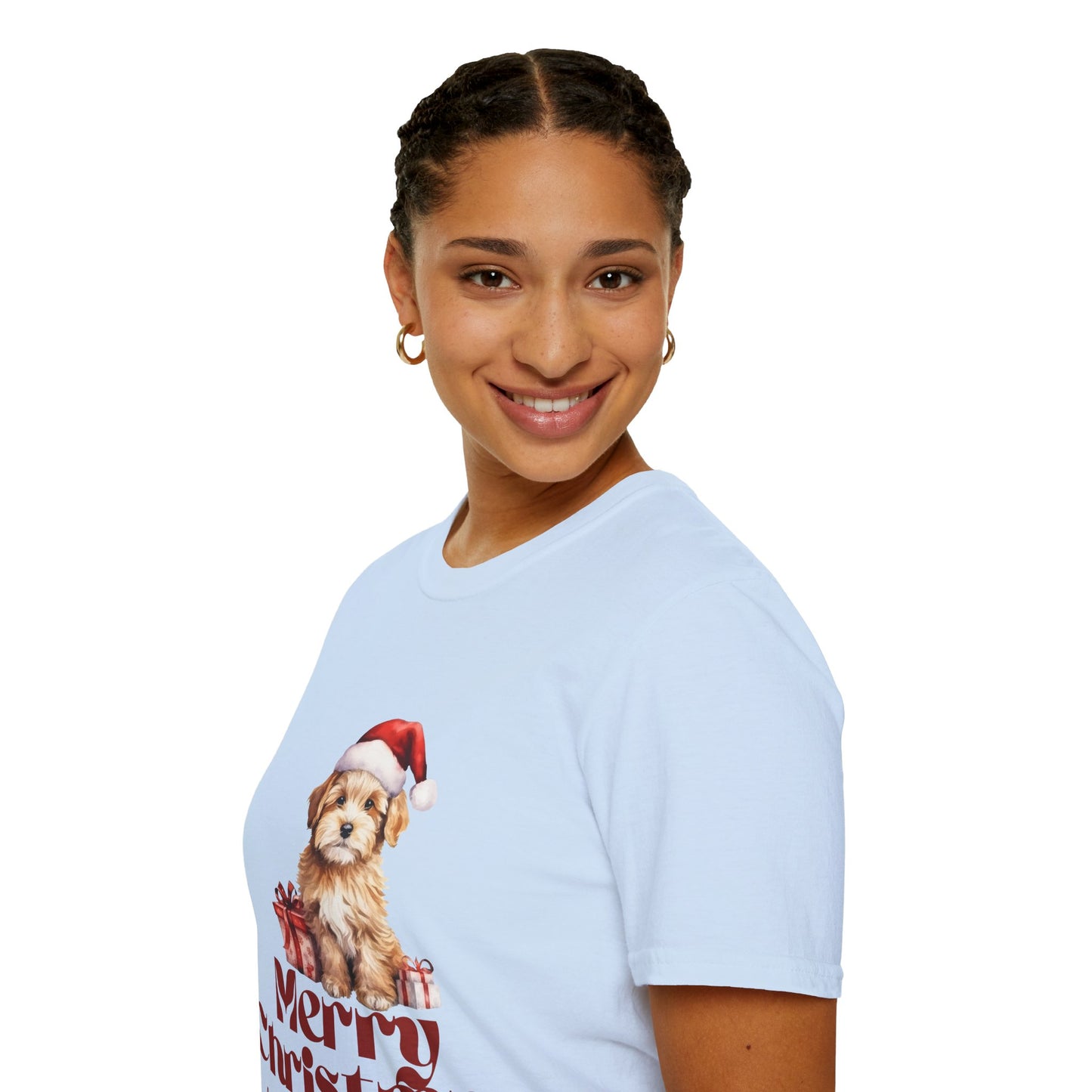 Merry Christmas Dog Unisex Softstyle T-Shirt – Perfect Holiday Tee for Dog Lovers