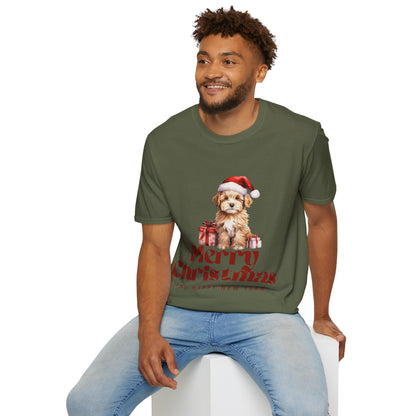 Merry Christmas Dog Unisex Softstyle T-Shirt – Perfect Holiday Tee for Dog Lovers