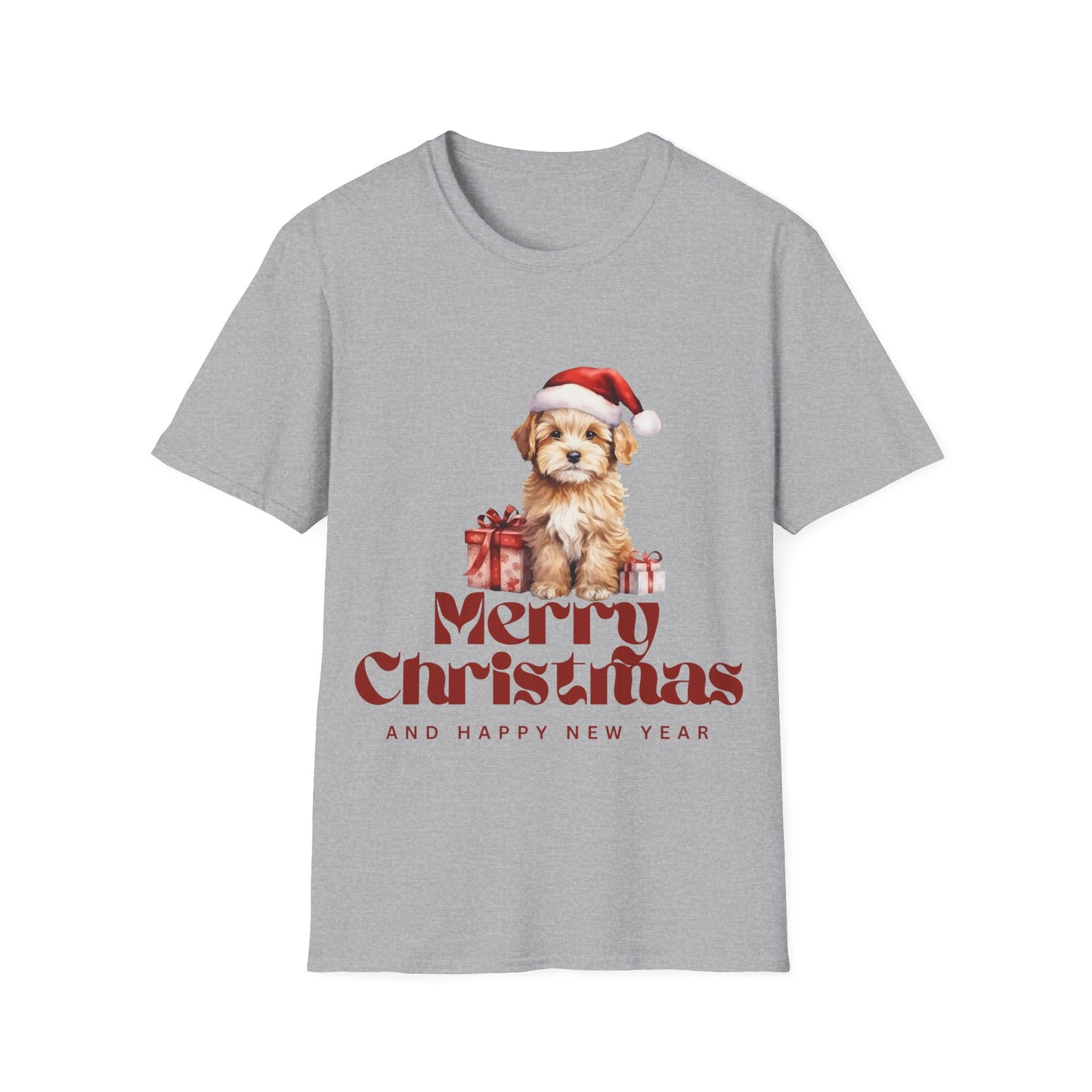 Merry Christmas Dog Unisex Softstyle T-Shirt – Perfect Holiday Tee for Dog Lovers