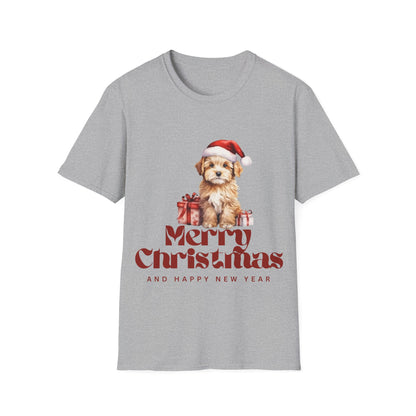 Merry Christmas Dog Unisex Softstyle T-Shirt – Perfect Holiday Tee for Dog Lovers