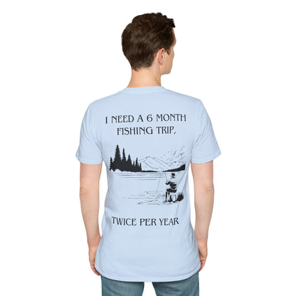 Gone Fishing Unisex T-Shirt – Hilarious Double-Sided Design for Fishing Fanatics