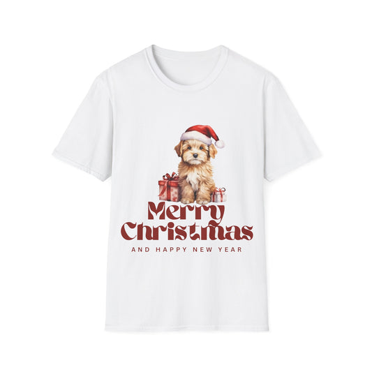 Merry Christmas Dog Unisex Softstyle T-Shirt – Perfect Holiday Tee for Dog Lovers