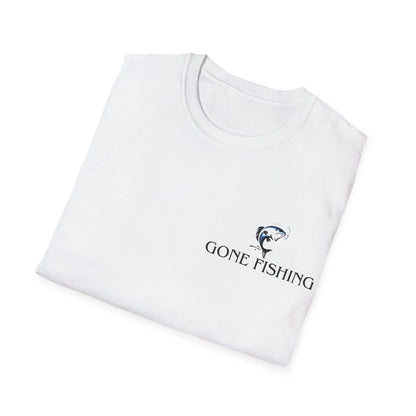 Gone Fishing Unisex T-Shirt – Hilarious Double-Sided Design for Fishing Fanatics