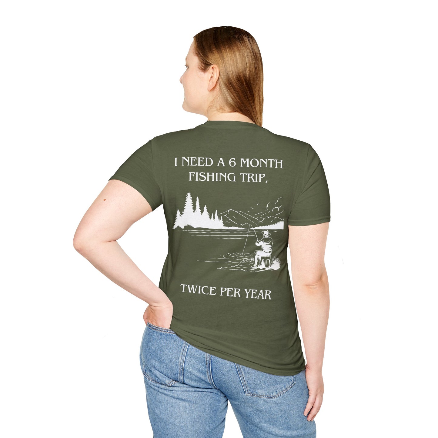 Gone Fishing Unisex T-Shirt – Hilarious Double-Sided Design for Fishing Fanatics