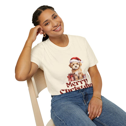 Merry Christmas Dog Unisex Softstyle T-Shirt – Perfect Holiday Tee for Dog Lovers