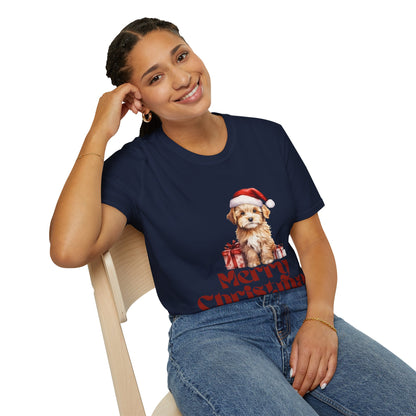 Merry Christmas Dog Unisex Softstyle T-Shirt – Perfect Holiday Tee for Dog Lovers