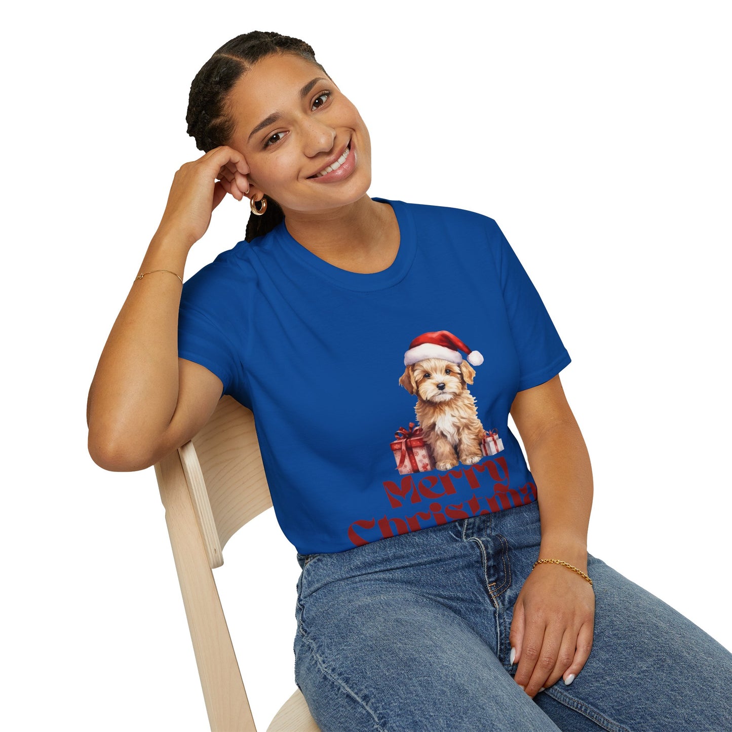 Merry Christmas Dog Unisex Softstyle T-Shirt – Perfect Holiday Tee for Dog Lovers