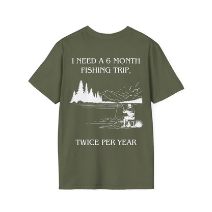 Gone Fishing Unisex T-Shirt – Hilarious Double-Sided Design for Fishing Fanatics