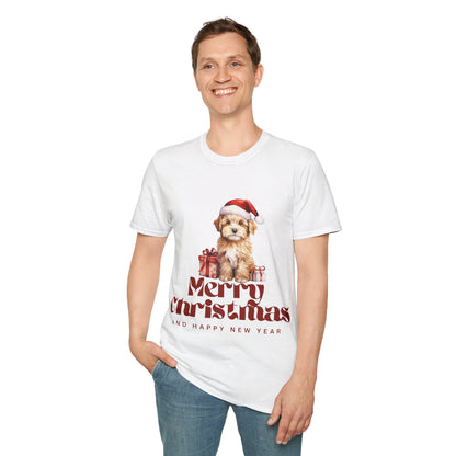 Merry Christmas Dog Unisex Softstyle T-Shirt – Perfect Holiday Tee for Dog Lovers