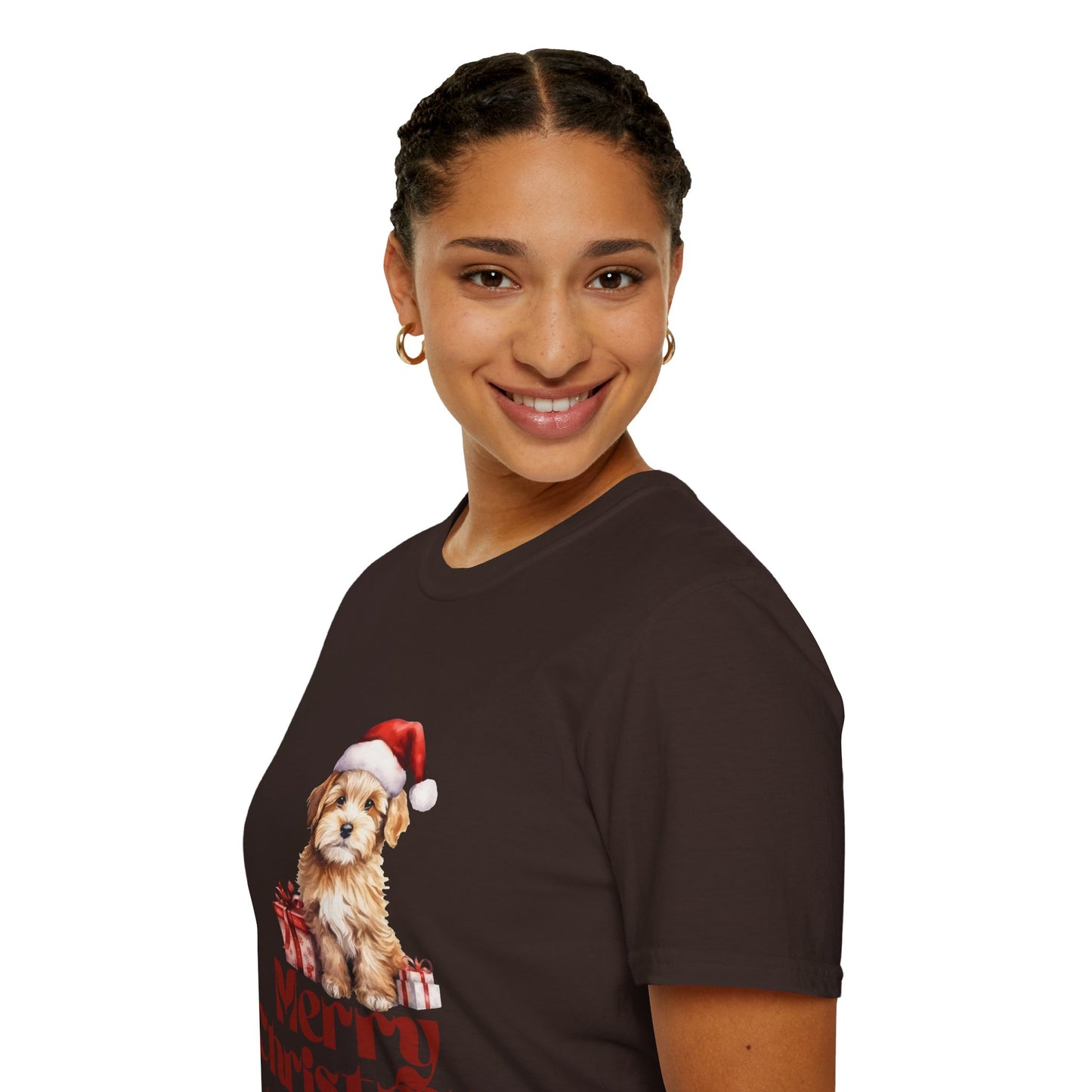 Merry Christmas Dog Unisex Softstyle T-Shirt – Perfect Holiday Tee for Dog Lovers