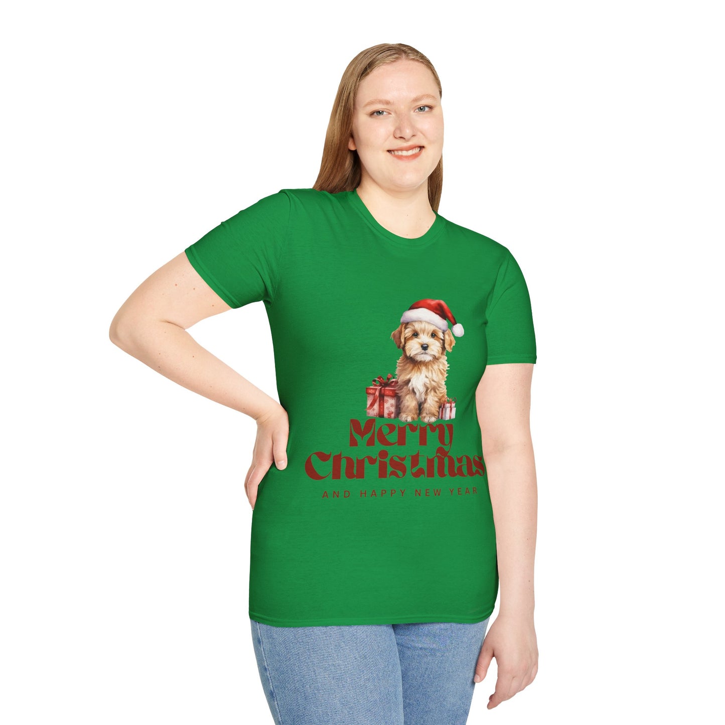 Merry Christmas Dog Unisex Softstyle T-Shirt – Perfect Holiday Tee for Dog Lovers