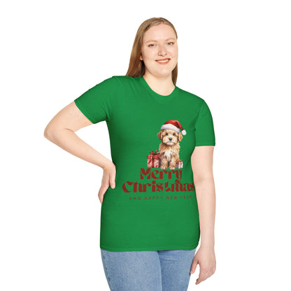 Merry Christmas Dog Unisex Softstyle T-Shirt – Perfect Holiday Tee for Dog Lovers