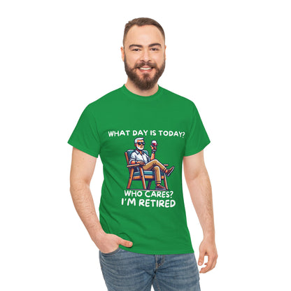 "Who Cares? I'm Retired" Men's Unisex Heavy Cotton T-Shirt – The Perfect Tee for Relaxed Retirement