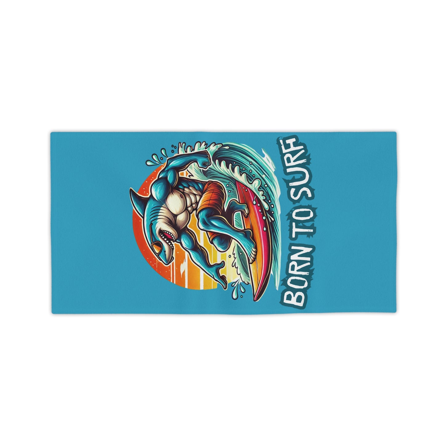 Born To Surf Beach Towel - Vibrant & Fun Shark Design
