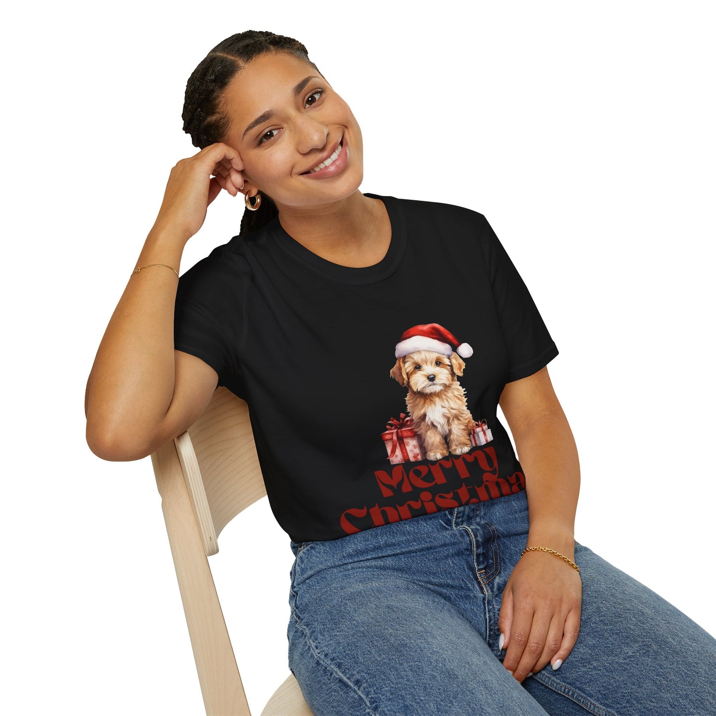 Merry Christmas Dog Unisex Softstyle T-Shirt – Perfect Holiday Tee for Dog Lovers