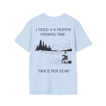 Gone Fishing Unisex T-Shirt – Hilarious Double-Sided Design for Fishing Fanatics