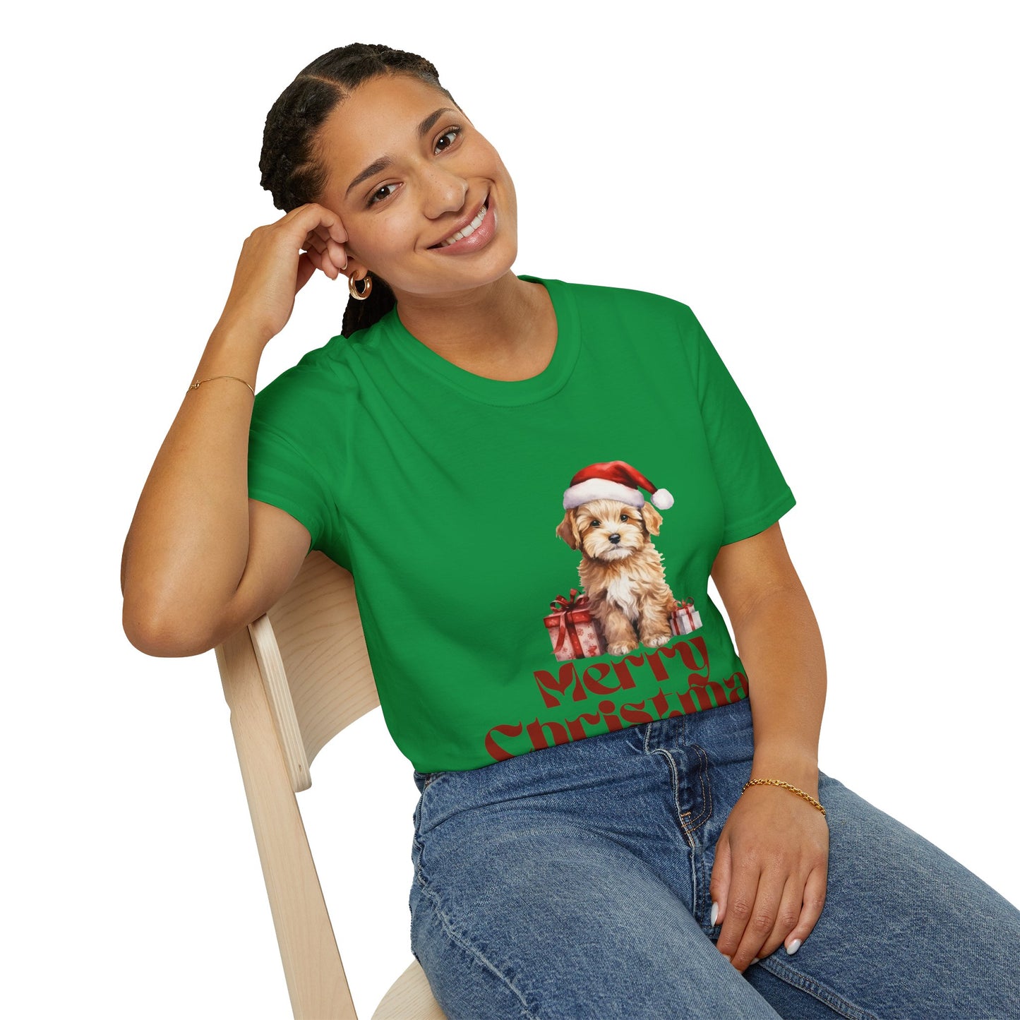 Merry Christmas Dog Unisex Softstyle T-Shirt – Perfect Holiday Tee for Dog Lovers