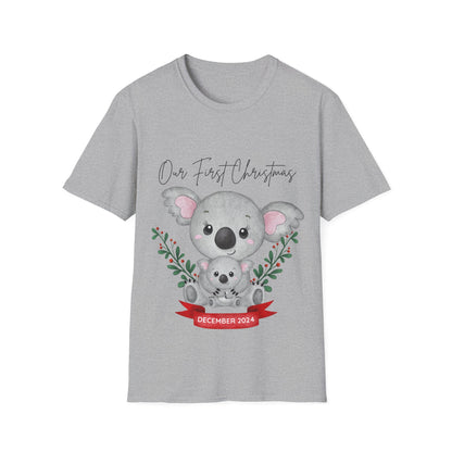 Our First Christmas Koala T-Shirt | Unisex Softstyle Tee for New Parents