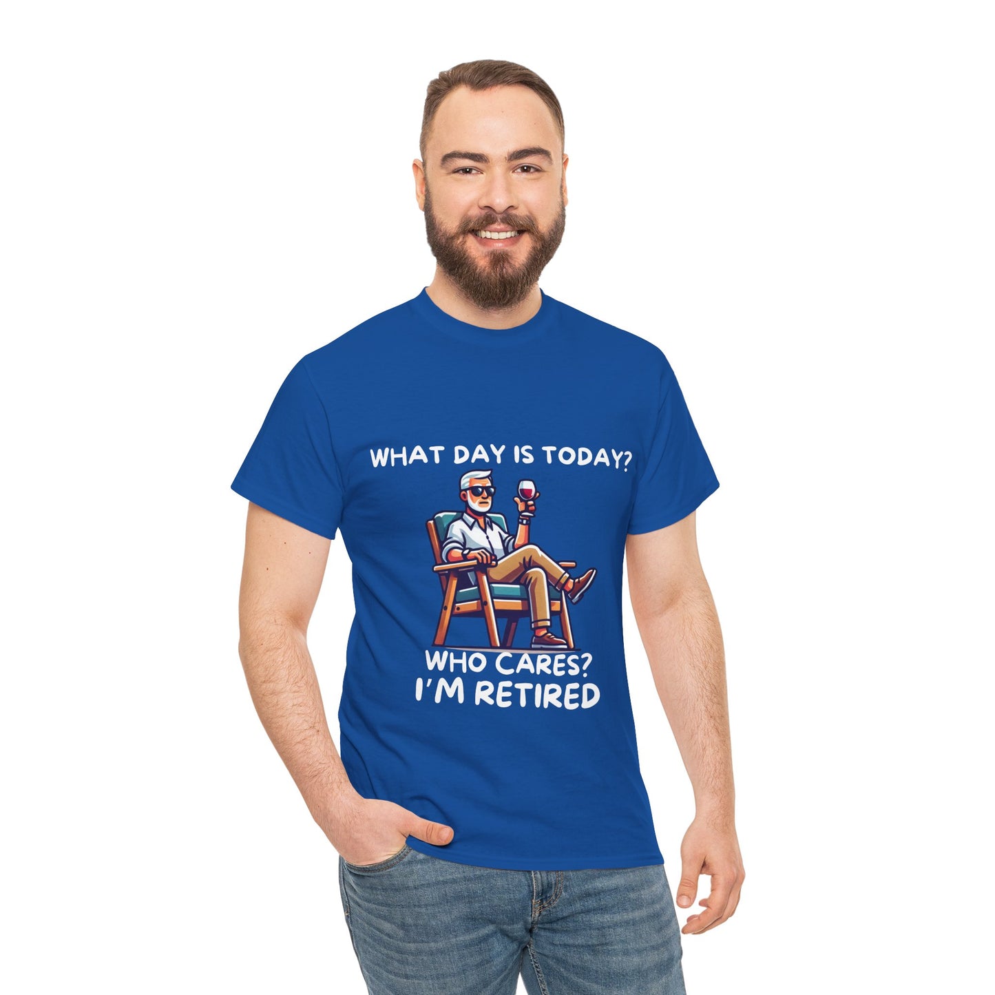 "Who Cares? I'm Retired" Men's Unisex Heavy Cotton T-Shirt – The Perfect Tee for Relaxed Retirement