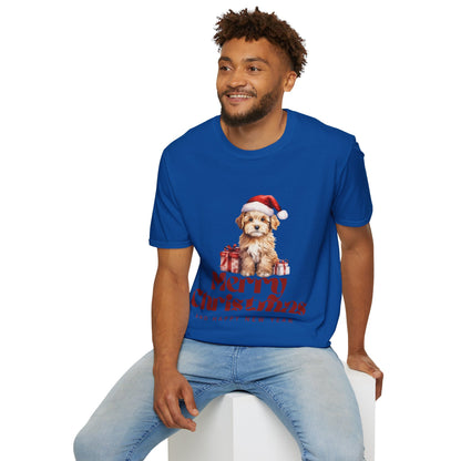Merry Christmas Dog Unisex Softstyle T-Shirt – Perfect Holiday Tee for Dog Lovers